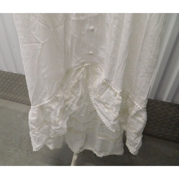 INC Womens White Gauze Dress XL With Lace Trimmed Hem & Button Details See Video - Picture 13 of 16